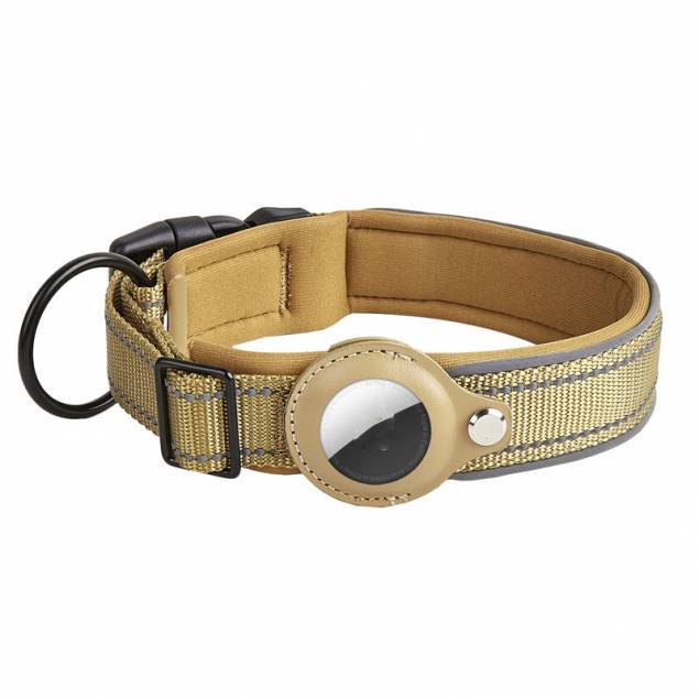 Halsband med AirTag hållare och reflex för hund - Svart - 48-55 cm - XL