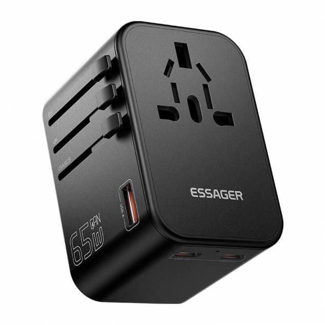 Choetech GaN 30W PD 1x USB-C och 3x USB-A reseadapter - US/UK/EU/AU