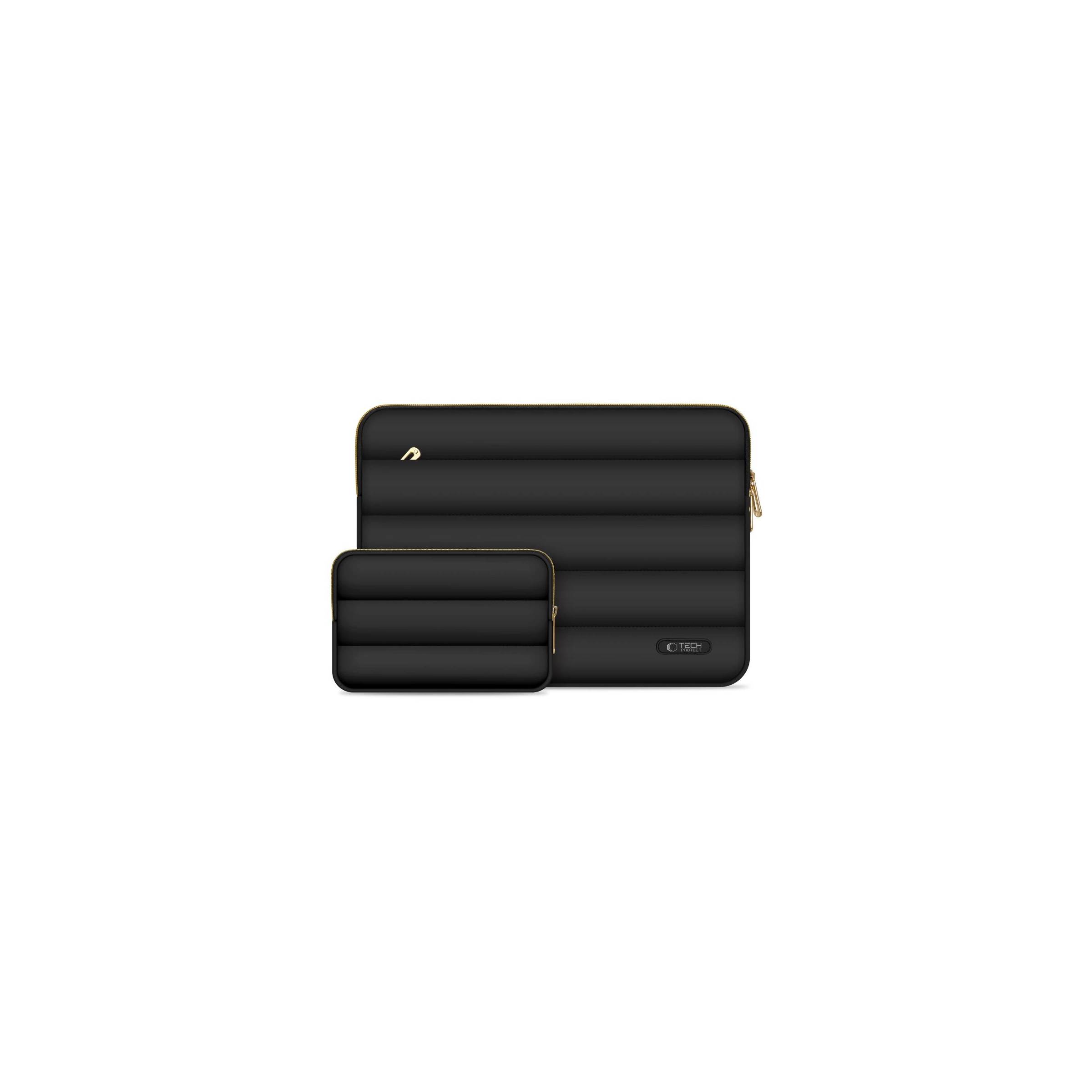 Puffy Macbook 13 14  " Sleeve Med Tilbehørsrum Og Lille Tilbehørstaske Svart