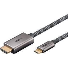 Vävd USB-C till HDMI-kabel från Goobay - 4K@60Hz - 3m