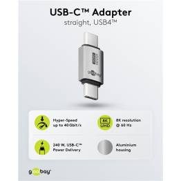  USB-C 4.0 adapter hane till hane - 240W / 40Gbps / 8K