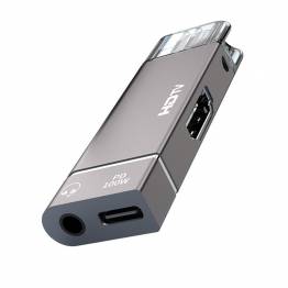 USB-C till HDMI 4K-adapter med 100W PD USB-C och mini jack för Mac och iPhone