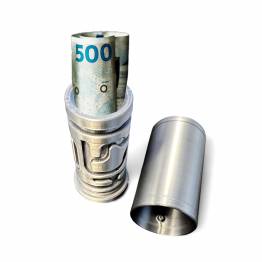  Pusselbox cylinder labyrint för pengagåvor och geocaching - 3D-utskriven - Svart