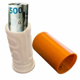  Puzzlebox cylinder labyrint för pengagåvor och geocaching - 3D printad - Vit/Brun