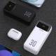 Dudao K15Max powerbank 30.000mAh med USB-C och Lightning kabel - 22,5W PD+QC - Svart