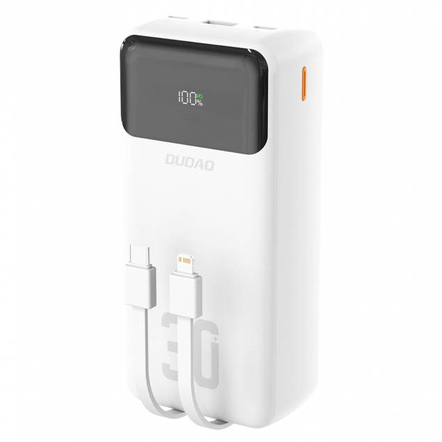 Dudao K15Max powerbank 30.000mAh med USB-C och Lightning kabel - 22,5W PD+QC - Svart Dudao K15Max powerbank 30.000mAh med USB-C och Lightning kabel - 22,5W PD+QC - Svart
