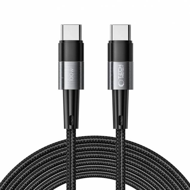 Tech-Protect UltraBoost Evo vävt USB-C kabel 100W PD laddningskabel - Svart - 3m Tech-Protect UltraBoost Evo vävt USB-C kabel 100W PD laddningskabel - Svart - 3m