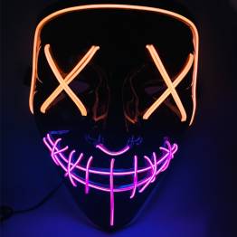 Halloween LED-mask - 2-färgad - Orange/Lila