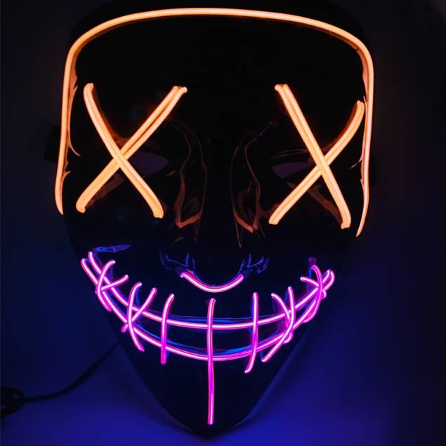 Halloween LED-mask - 2-färgad - Orange/Lila