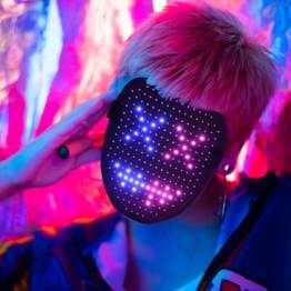 Halloween, fastelavn och fest RGB LED-mask - 50 motiv - 234 dioder