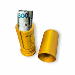  Puzzlebox cylinder labyrint för pengagåvor och geocaching - 3D-printad - Guld