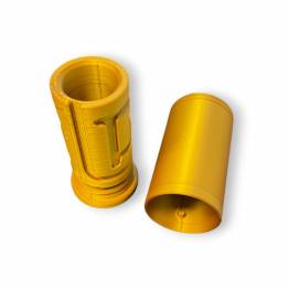 Puzzlebox cylinder labyrint för pengagåvor och geocaching - 3D-printad - Guld