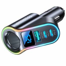  Joyroom 4-i-1 kraftfull biladapter 1x USB-A, 2x USB-C & 12V uttag - PD QC - 150W