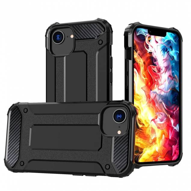 Extra skyddande iPhone 16e Hybrid Armor fodral - Svart