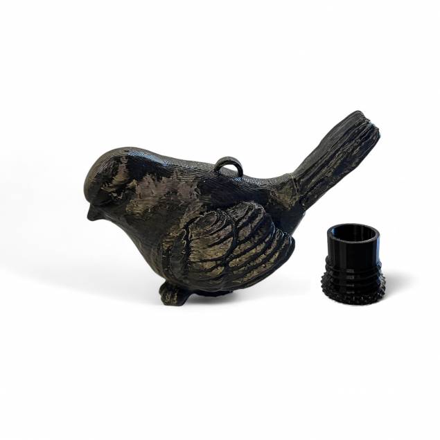Fågel geocache behållare med rum för bison - 11cm - 3D-printad - Svart Fågel geocache behållare med rum för bison - 11cm - 3D-printad - Svart