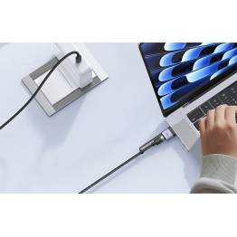  2-i-1 USB-C till USB-C och Magsafe 3 PD snabb laddning vävd kabel - 140W - 2m