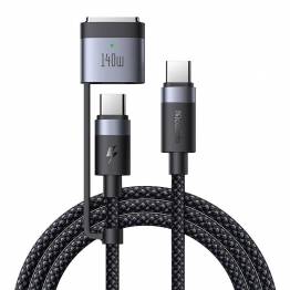 2-i-1 USB-C till USB-C och Magsafe 3 PD snabb laddning vävd kabel - 140W - 2m