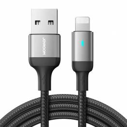 Joyroom USB till Lightning-kabel med diod - 2m - vävd svart