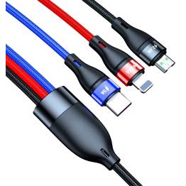  3-i-1 multiladdarkabel USB-C till Lightning, USB-C och Micro USB