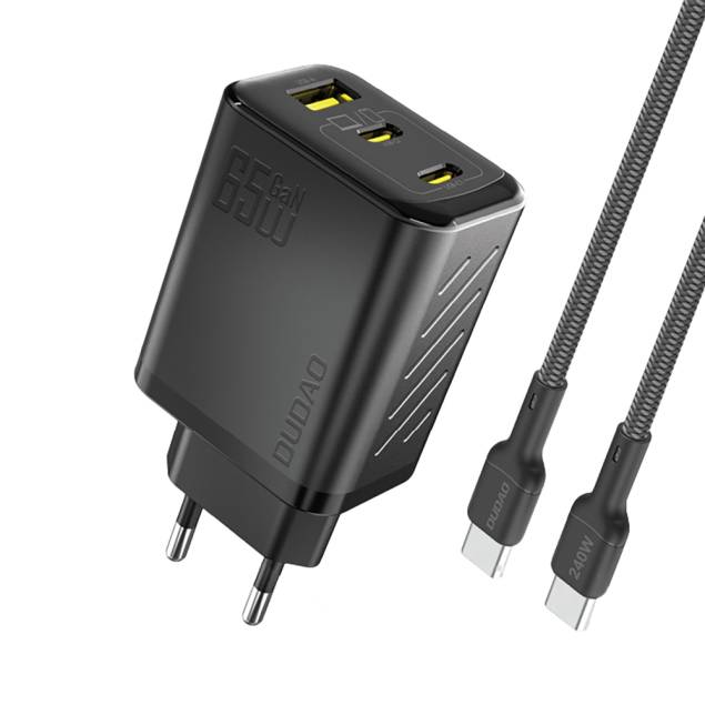 Dudao A29C 65W GaN-laddare + USB-C-kabel - Svart
